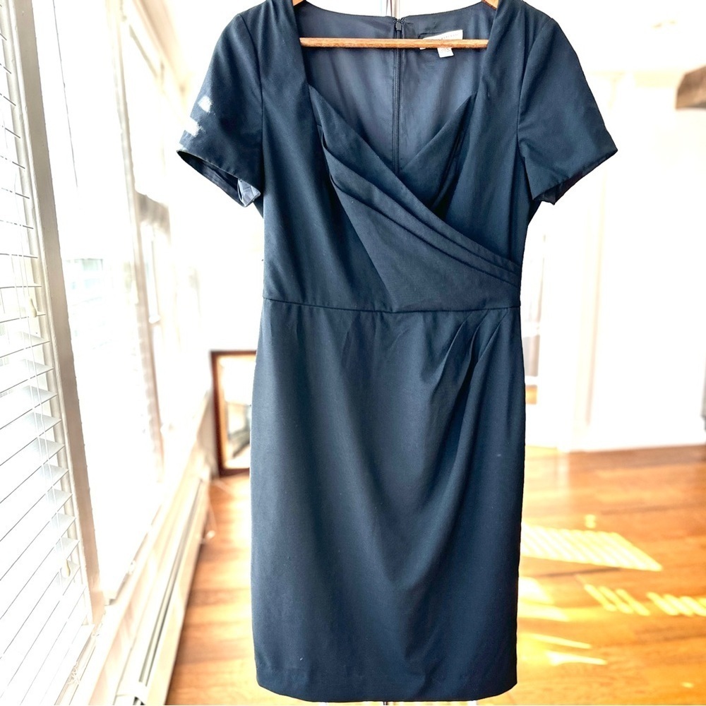 Banana Republic Fitted Midi Dress with Short Sleeves, stretch wool, formal
